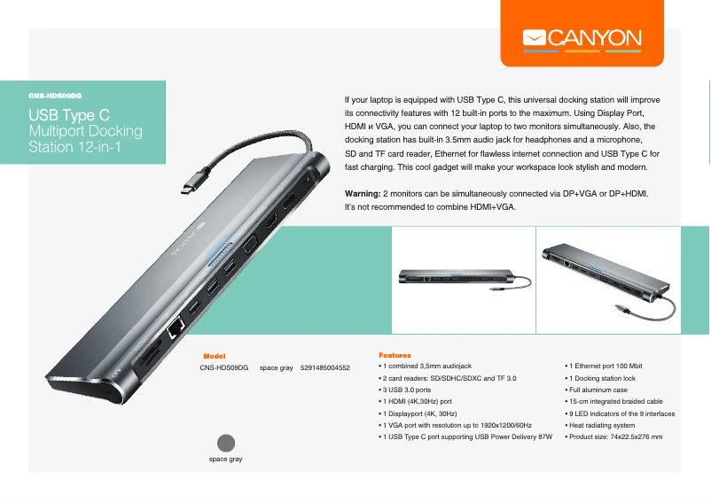 Page n°1 - Manuel utilisateur Canyon CNS-HDS09DG