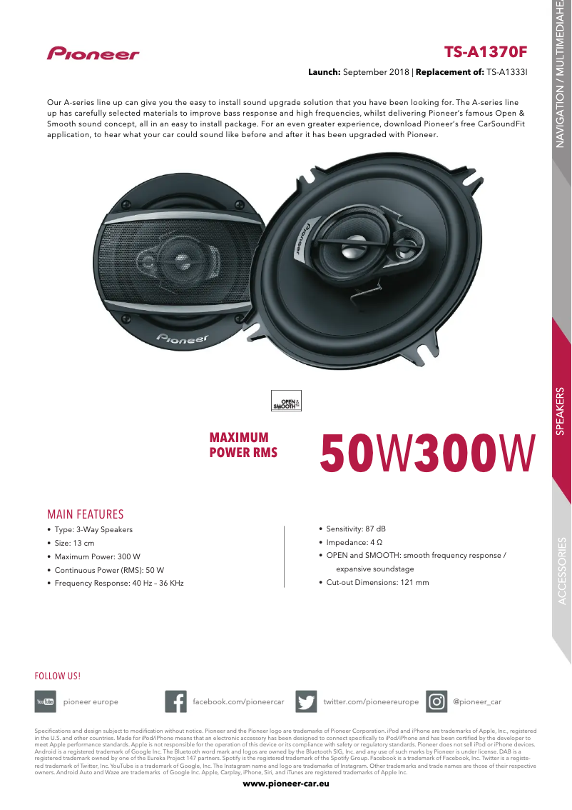 Imagen de la primera página del manual del dispositivo TS-A1370F