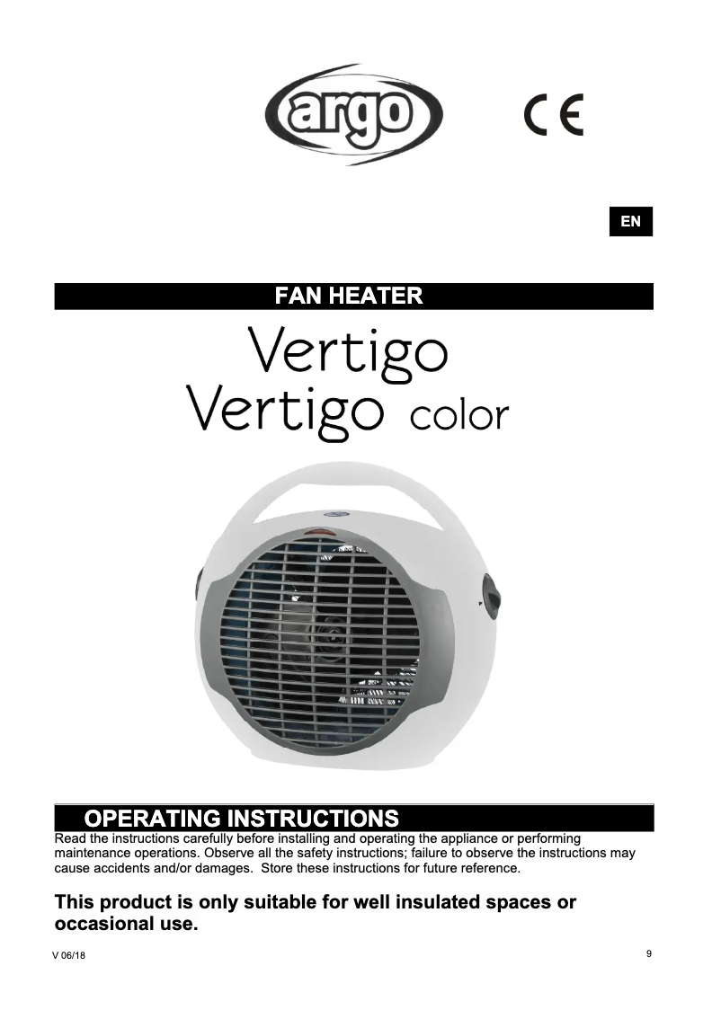 Page n°1 - Manuel utilisateur Argoclima Vertigo color