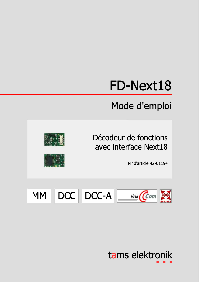 Page n°1 - Manuel utilisateur Tams Elektronik FD-Next18