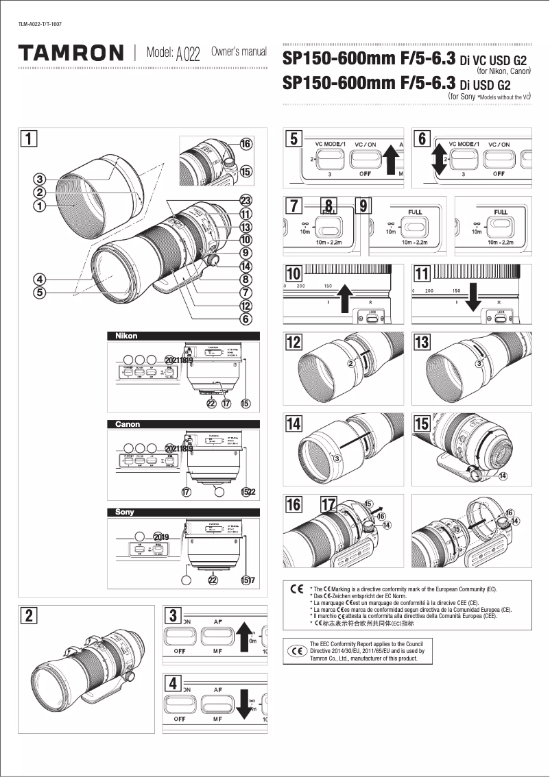 Page n°1 - Manuel utilisateur Tamron 150-600mm f/5-6.3 Di VC USD G2 Nikon