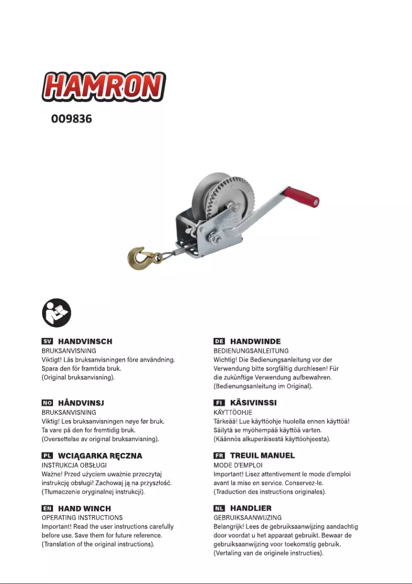 Page 1 de la notice Manuel utilisateur Hamron 009836
