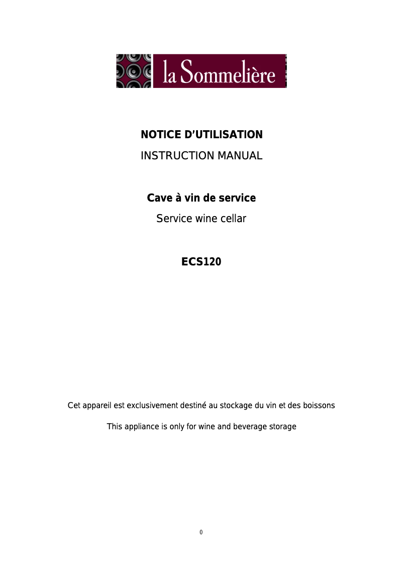 Página 1 del manual Manual de usuario La Sommelière ECS120