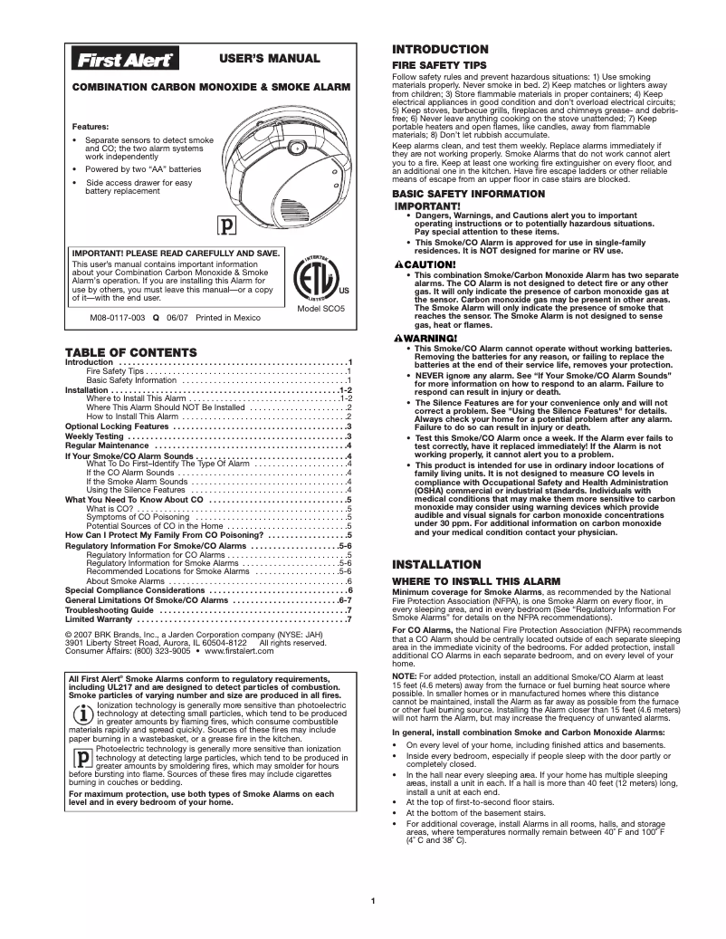 Image de la première page du manuel de l'appareil SCO5
