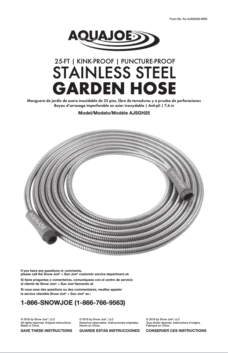 Page 1 de la notice Manuel utilisateur Aqua Joe AJSGH25