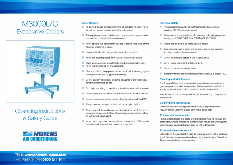 Page n°1 - Manuel utilisateur Andrews M3000 L-C