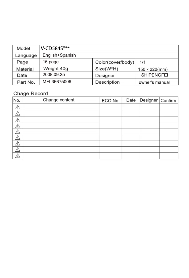 Image de la première page du manuel de l'appareil V-CD584STV
