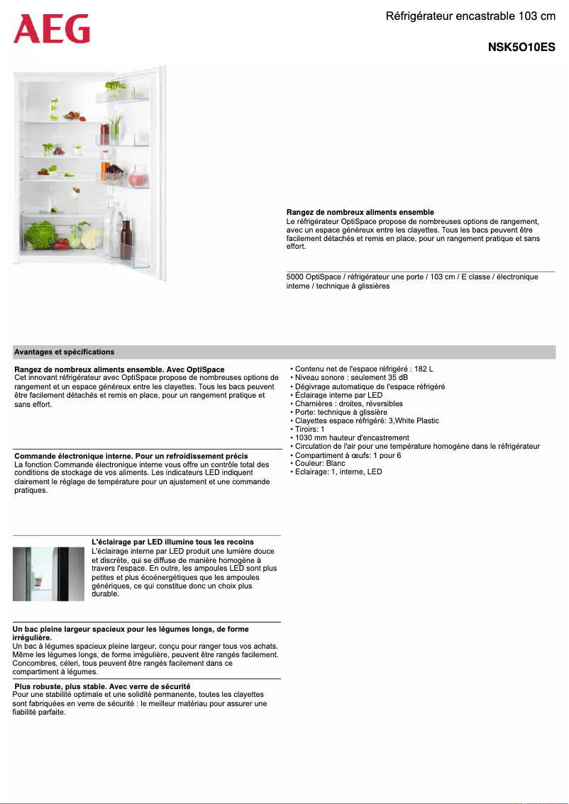 Page n°1 - Fiche technique AEG NSK5O10ES