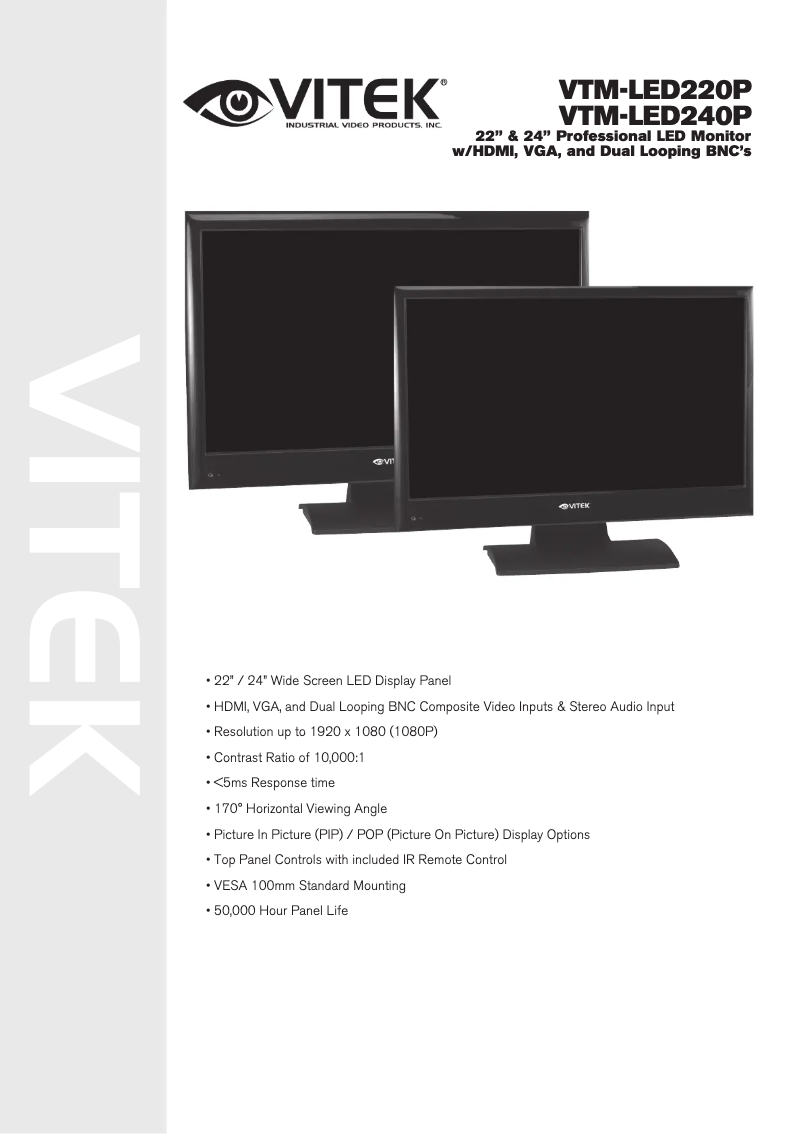Page 1 of the manual User Manual Vitek VTM-LED240P
