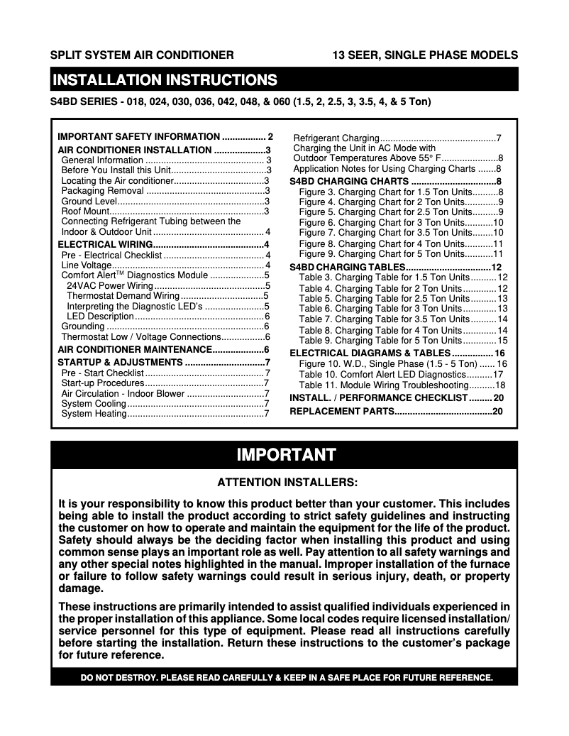Page 1 de la notice Guide d'installation Kelvinator JS4BD042KB
