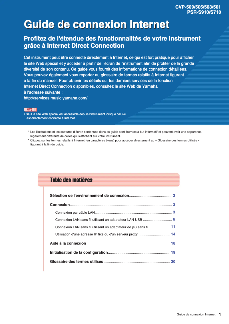 Image de la première page du manuel de l'appareil Clavinova CVP-505PE