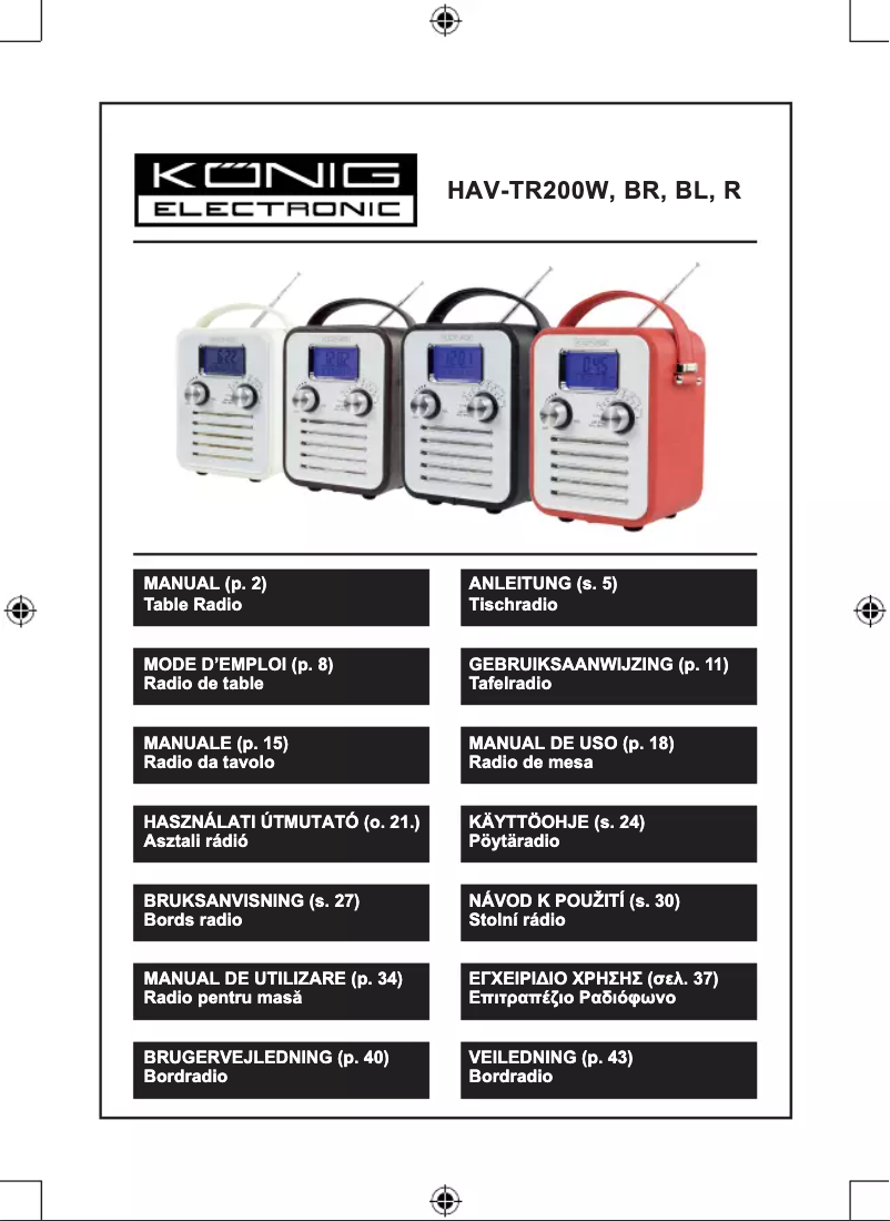 Page n°1 - Manuel utilisateur Konig HAV-TR200BL