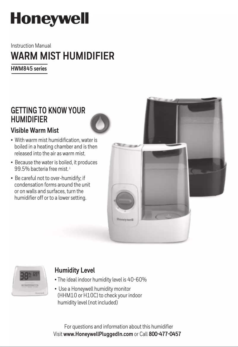 Page n°1 - Manuel utilisateur Honeywell HWM845W