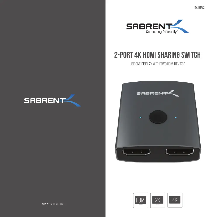Page 1 de la notice Manuel utilisateur Sabrent DA-HSW2