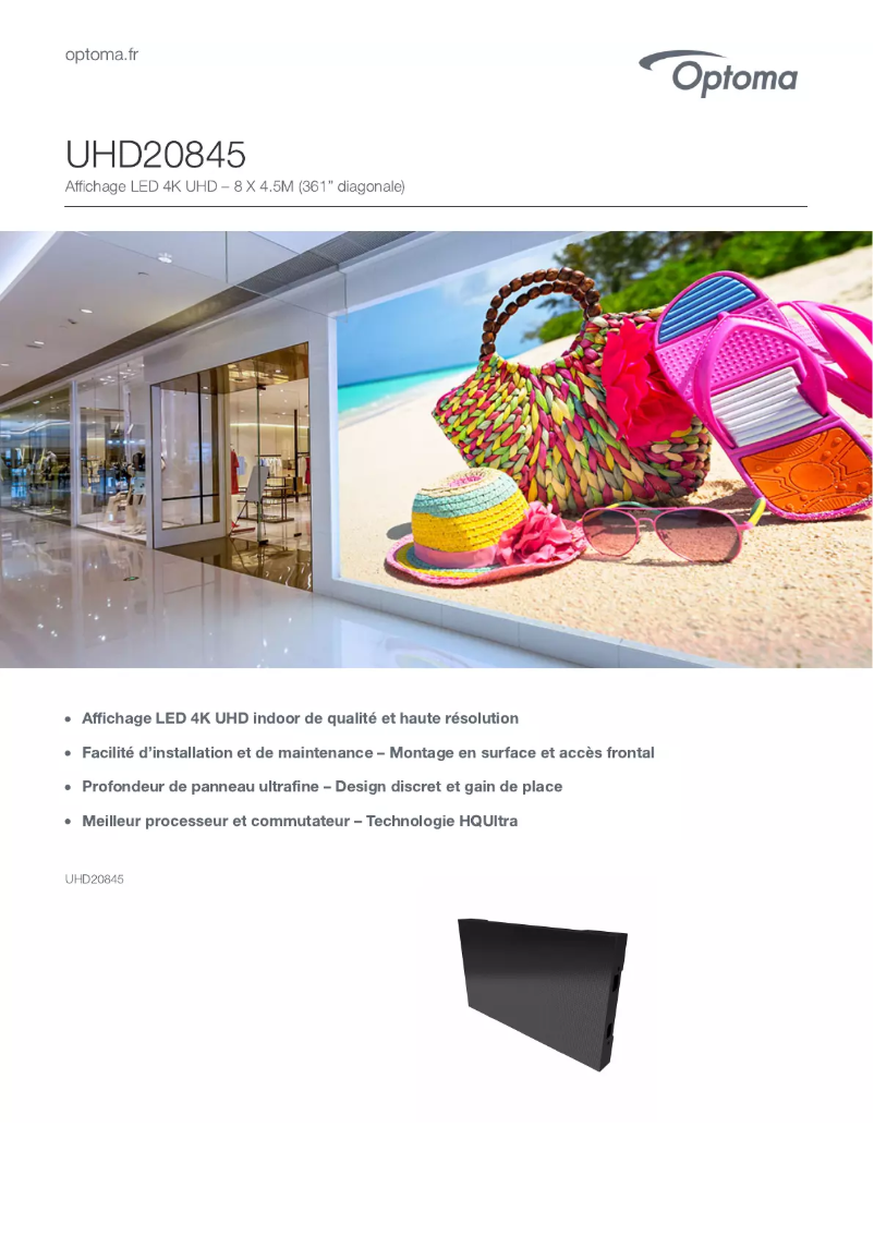 Page 1 de la notice Manuel utilisateur Optoma UHD20845