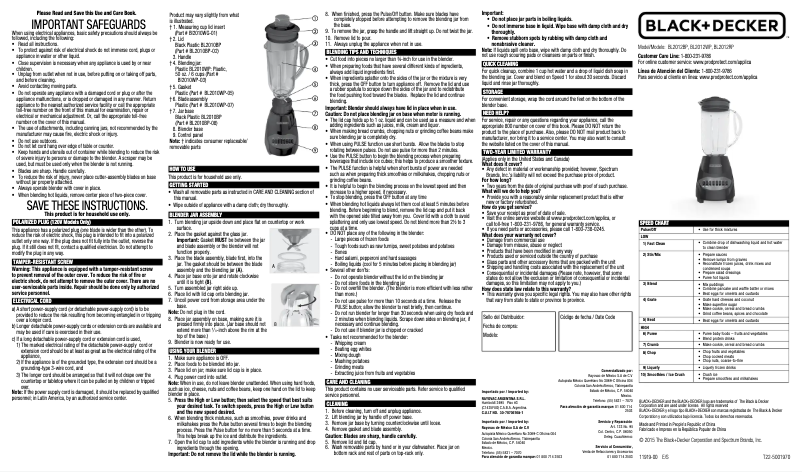 Page 1 de la notice Manuel utilisateur Black & Decker BL2012BP