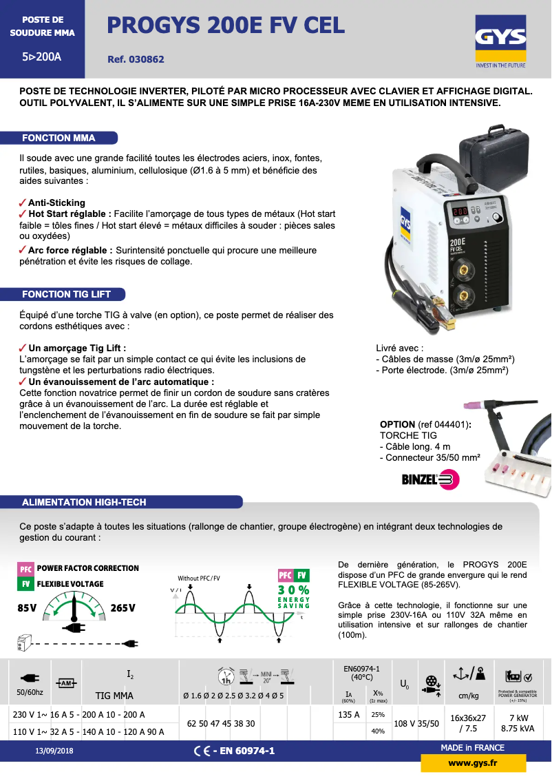 Image de la première page du manuel de l'appareil Progys 200E FV CEL