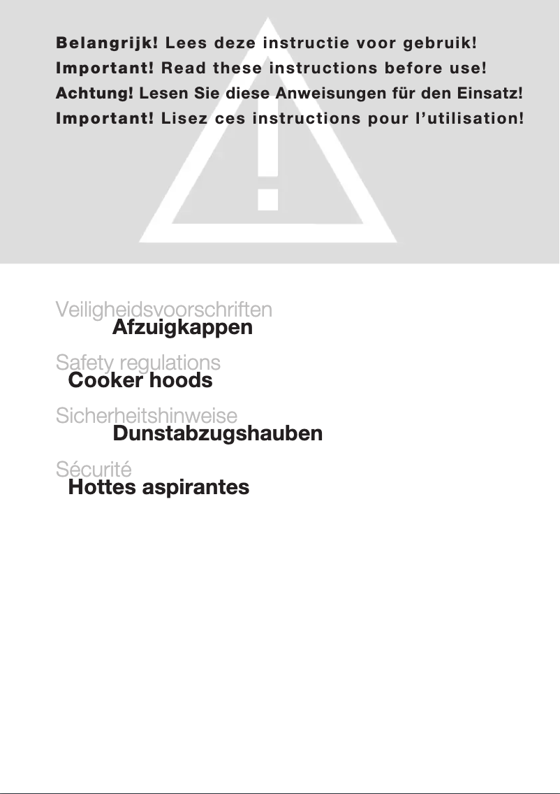 Page n°1 - Instructions de sécurité Atag EG311UXUU