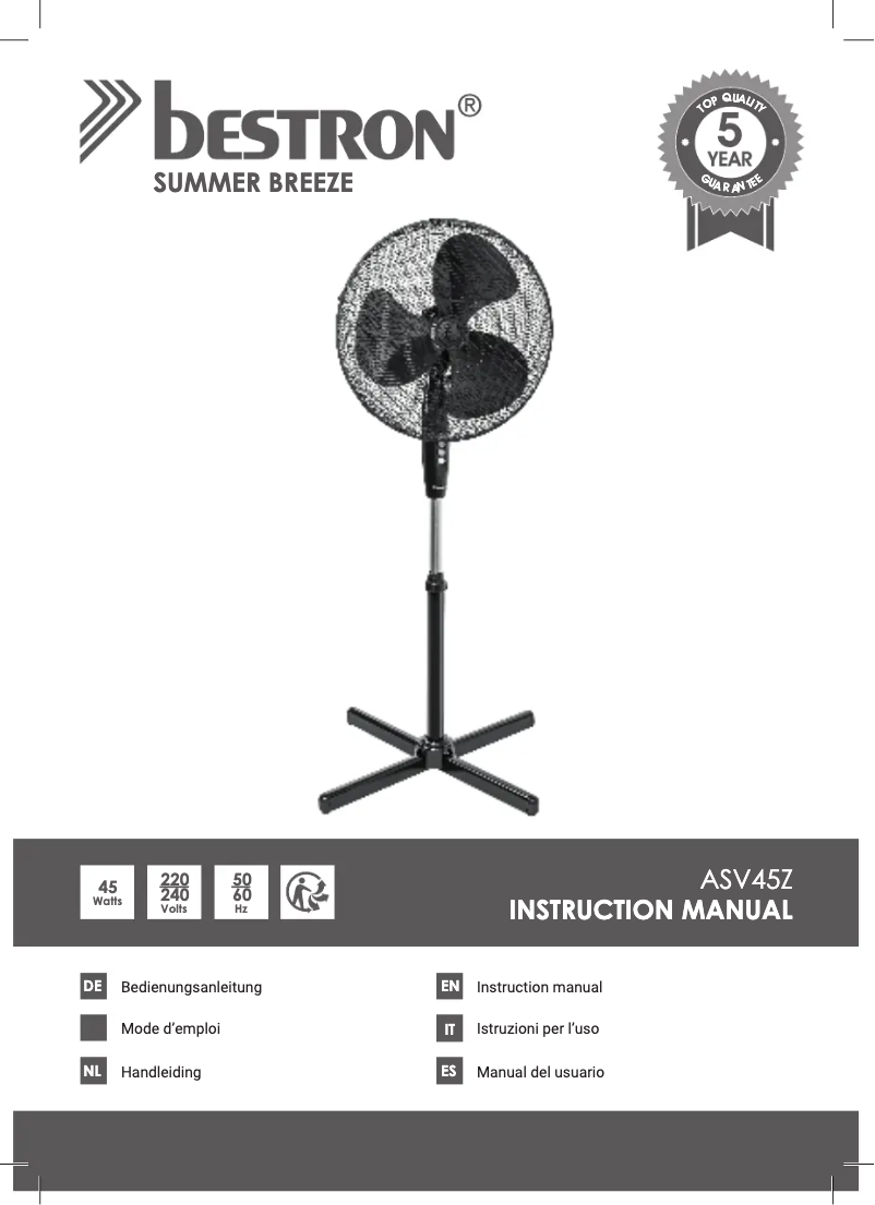 Página 1 del manual Manual de usuario Bestron ASV45Z
