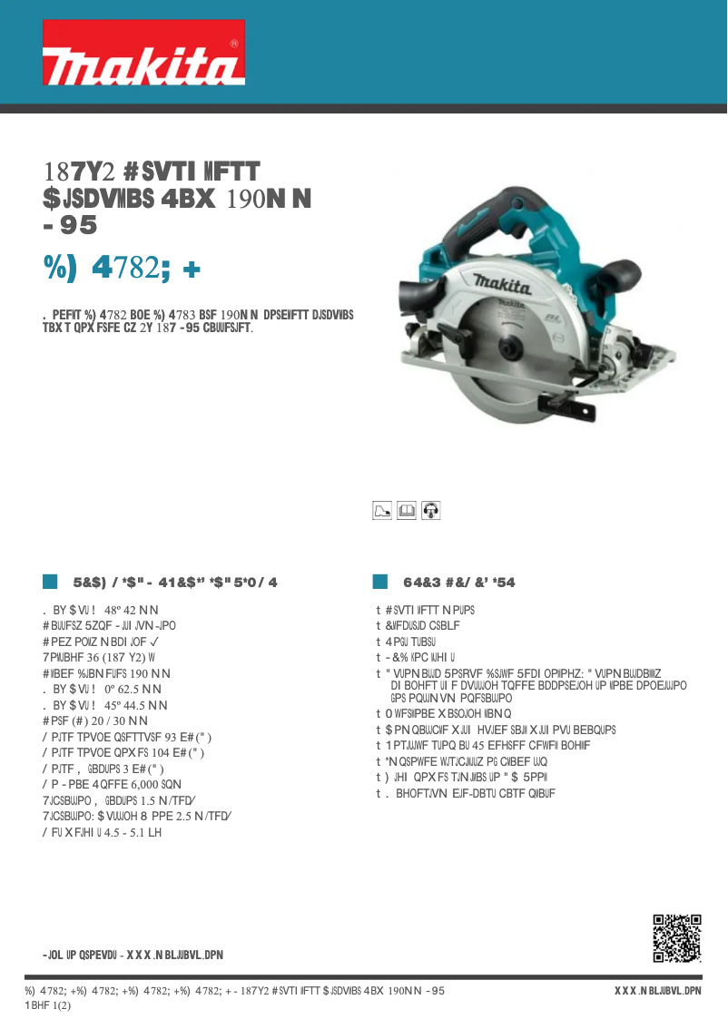 Page 1 de la notice Fiche technique Makita DHS782ZJ