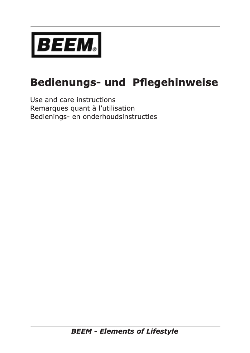 Page 1 de la notice Manuel utilisateur BEEM Hobel-Fixx