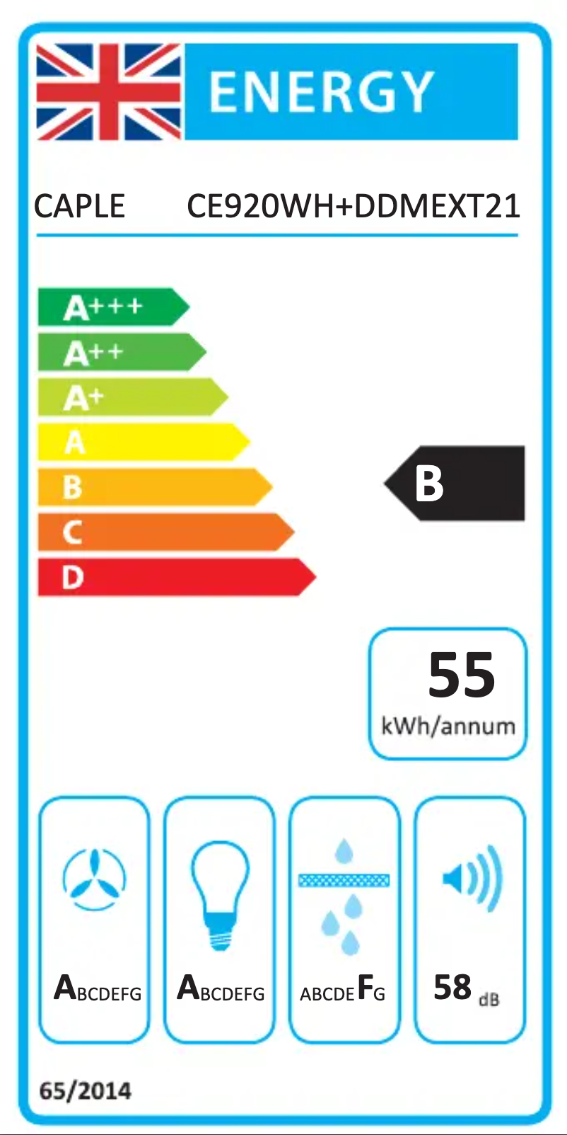 Page n°1 - Label énergétique Caple CE920WH
