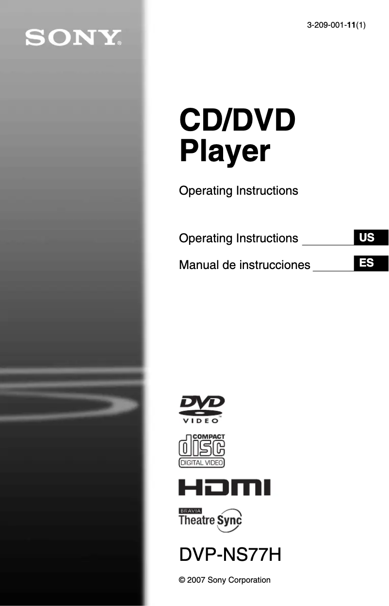 Page n°1 - Manuel utilisateur Sony DVP-NS77H