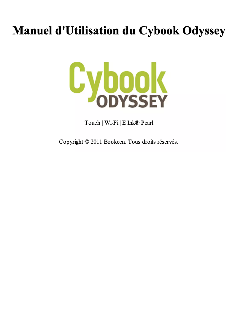 Page 1 de la notice Manuel utilisateur Bookeen Cybook Odyssey