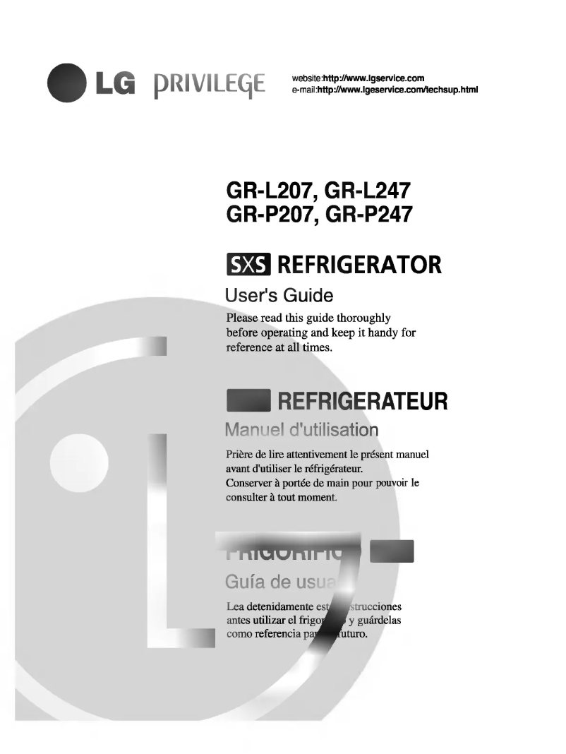 Page n°1 - Manuel utilisateur LG GR-L247TR