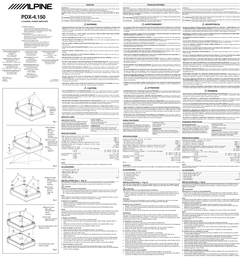 Image de la première page du manuel de l'appareil PDX-4.150