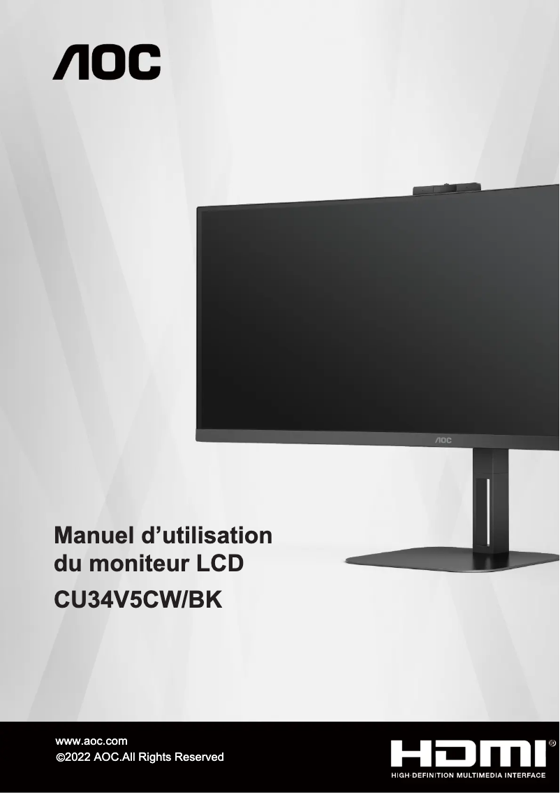 Page 1 de la notice Manuel utilisateur AOC CU34V5CW