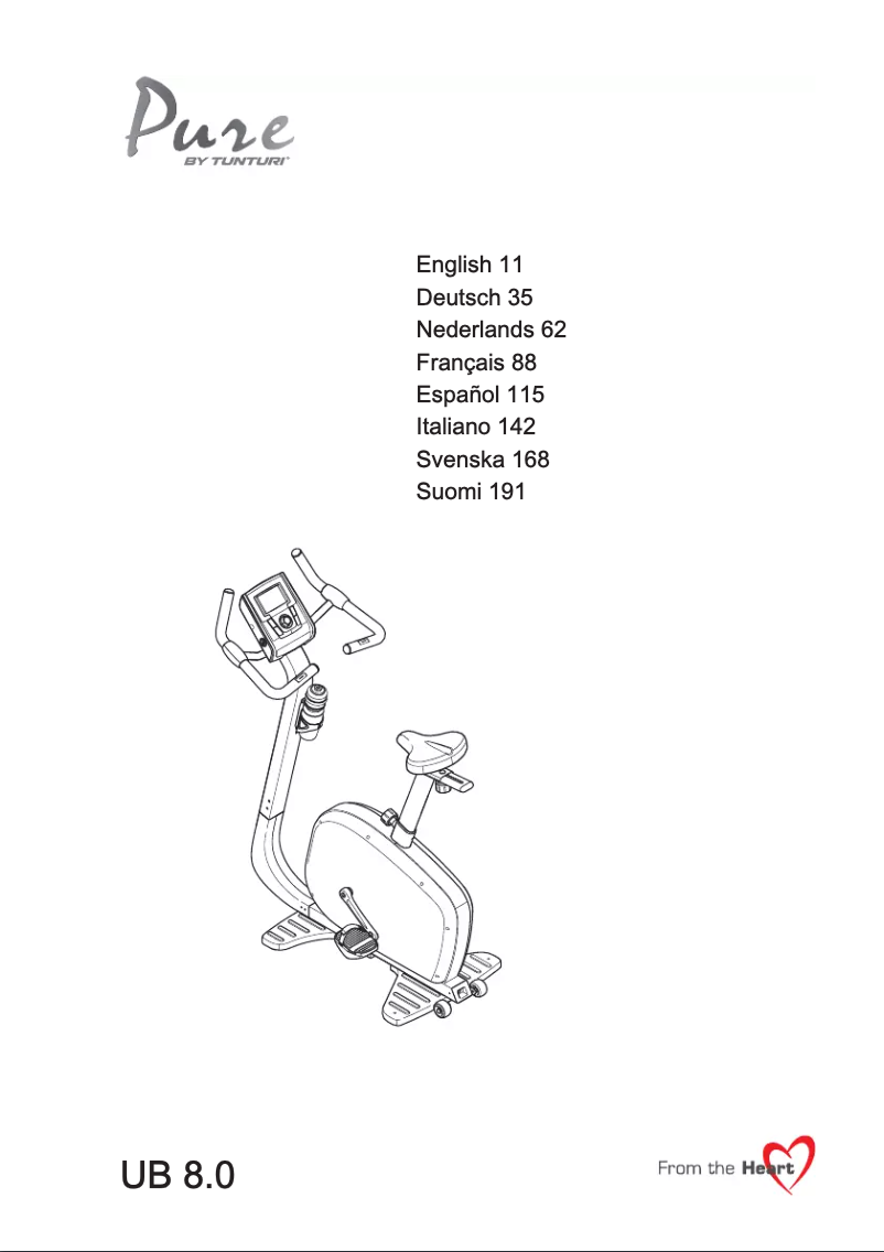 Page n°1 - Manuel utilisateur Tunturi Pure Bike 8.0 - UB 8.0