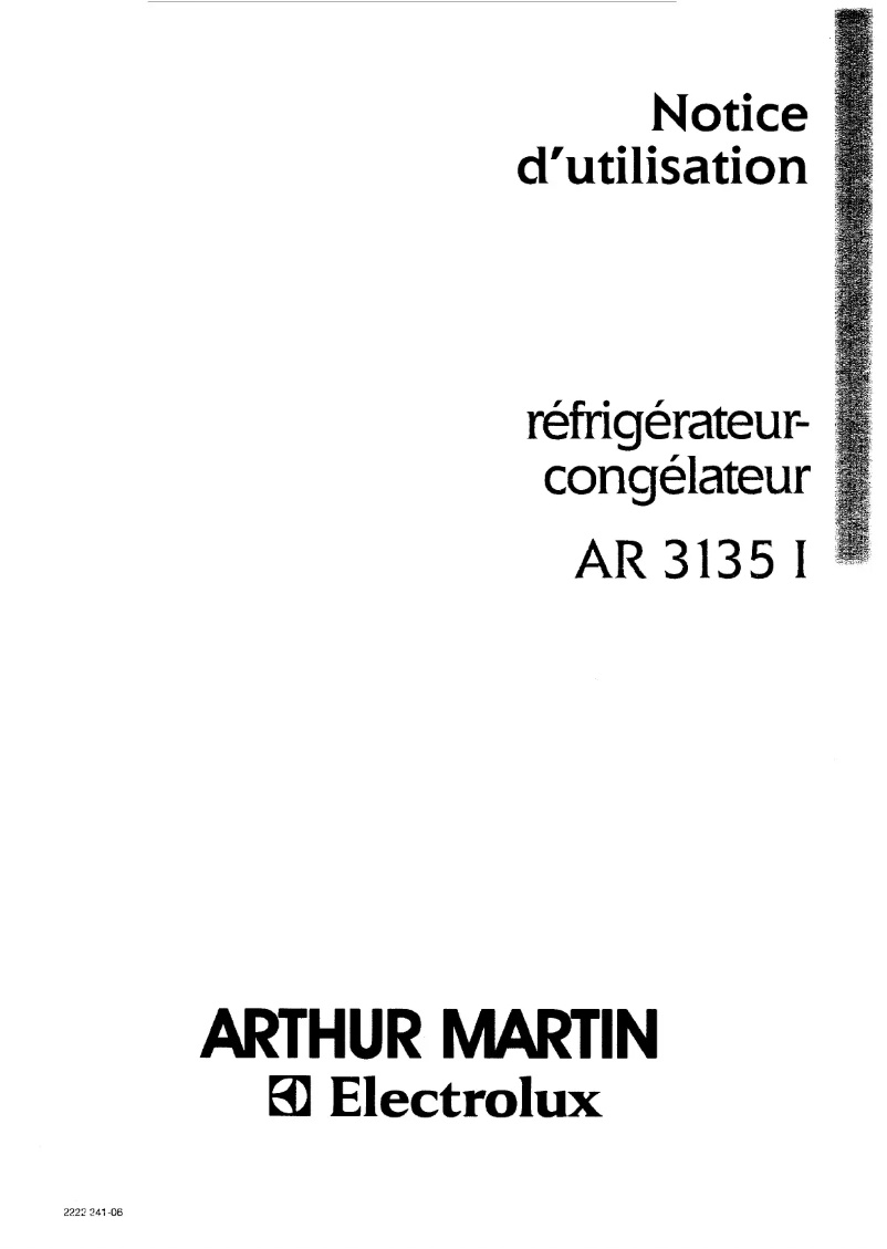 Page n°1 - Manuel utilisateur Arthur Martin-Electrolux AR3135I