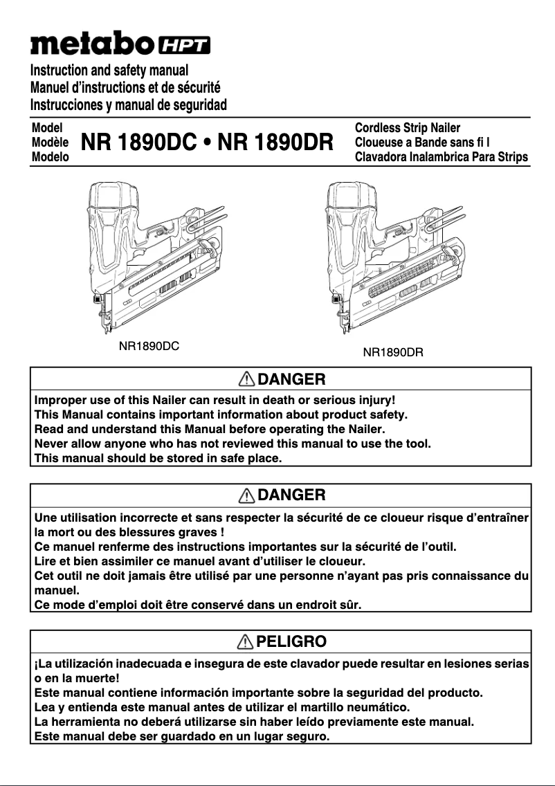 Image de la première page du manuel de l'appareil NR1890DR