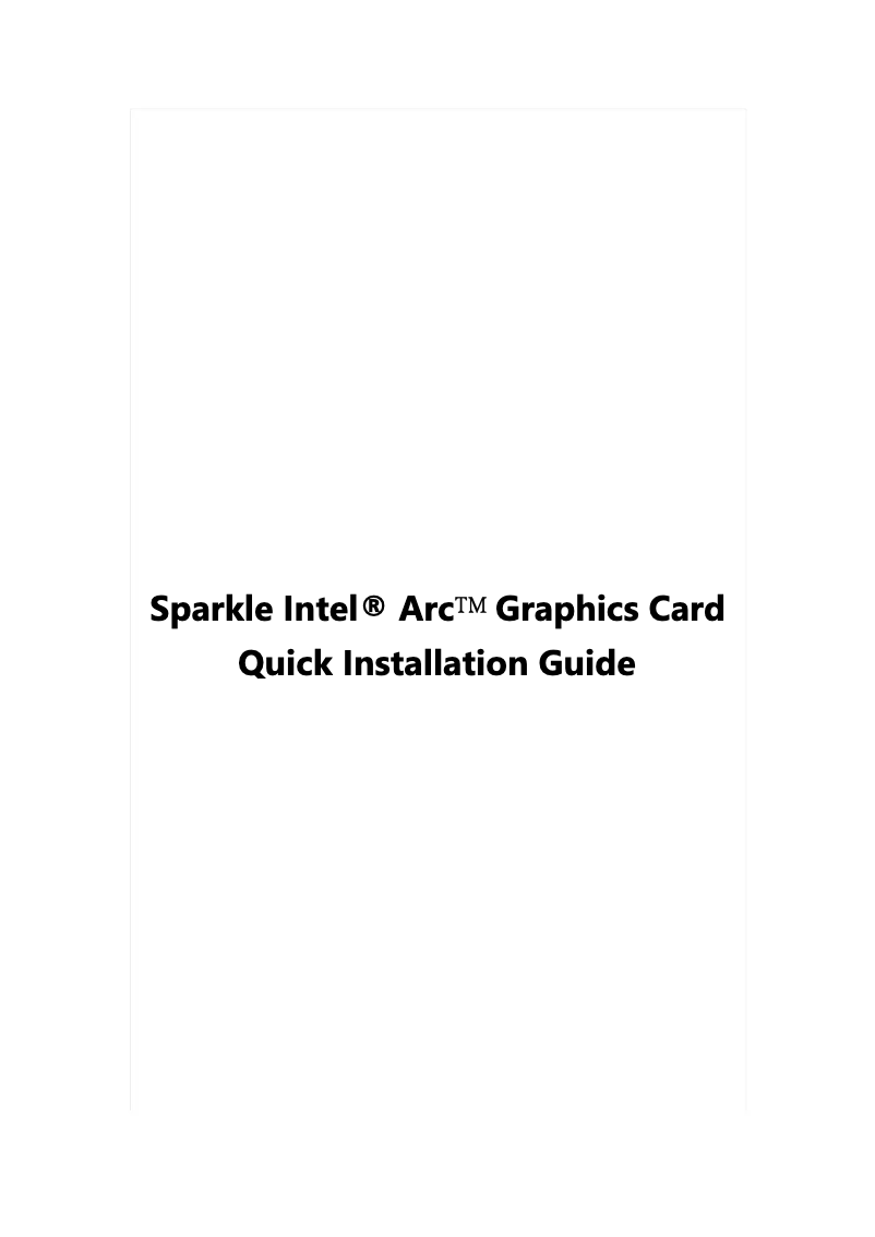 Page n°1 - Manuel utilisateur Sparkle Arc A310 ECO