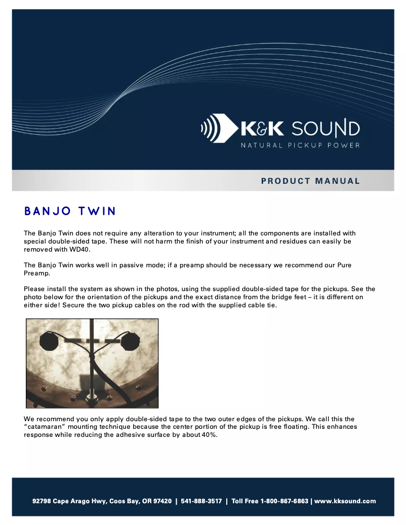 Page 1 de la notice Manuel utilisateur K&K Sound Banjo Twin