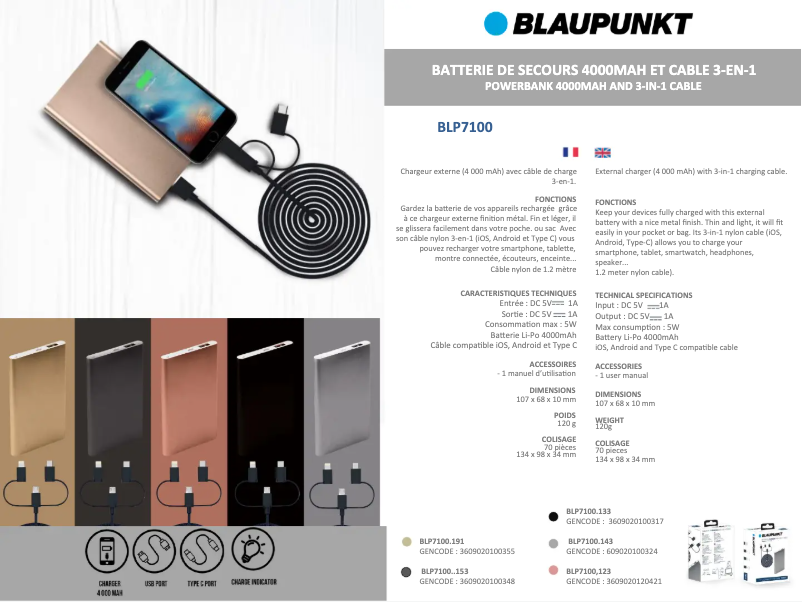 Image de la première page du manuel de l'appareil BLP7100