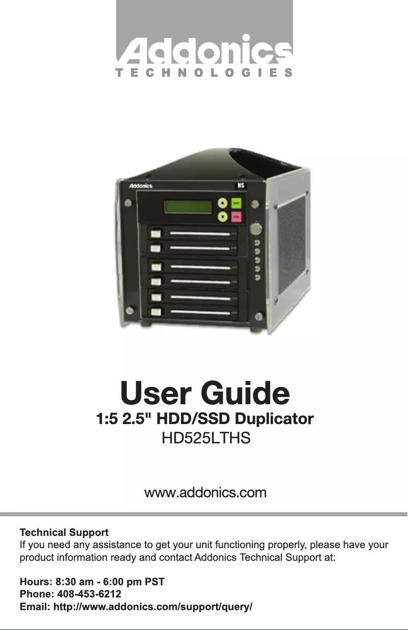 Page 1 de la notice Manuel utilisateur Addonics HD525CTHS