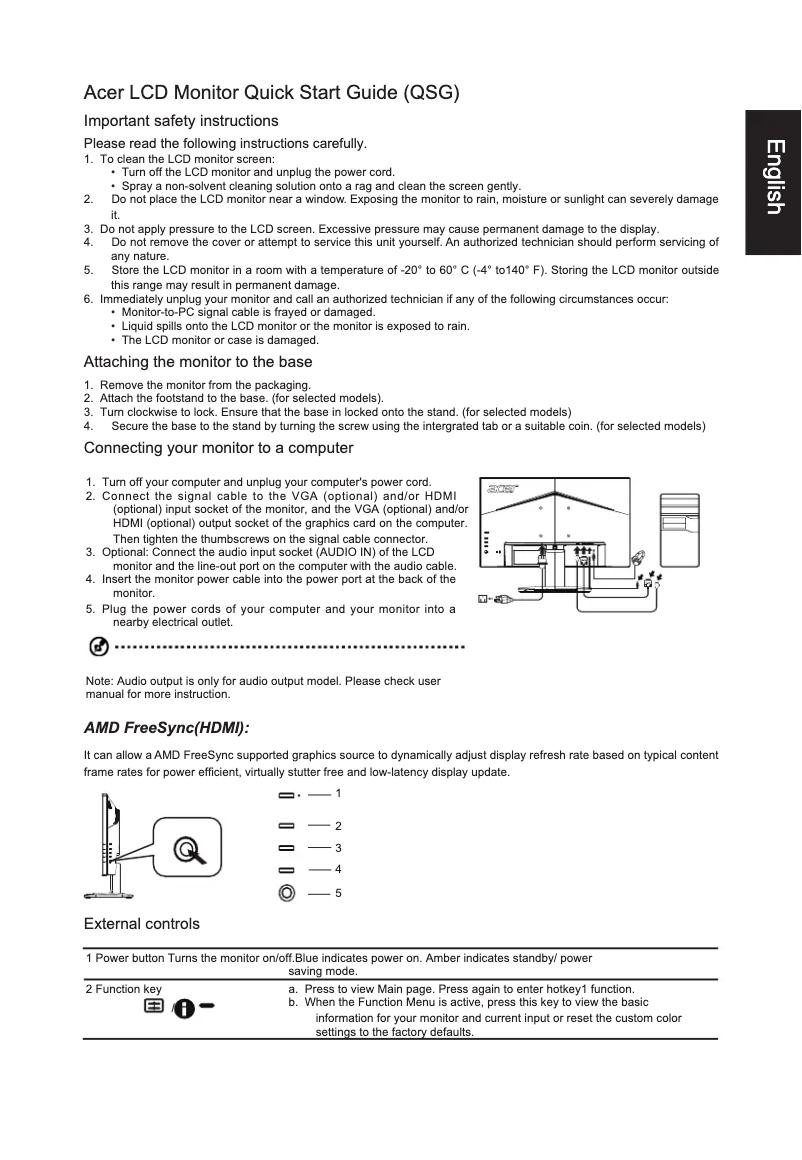 Page n°1 - Guide de démarrage rapide Acer KE242Y