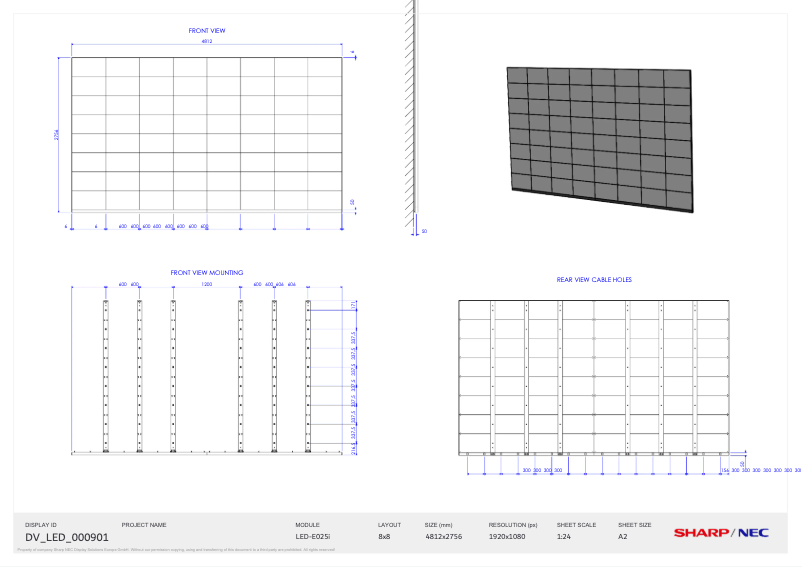 Página 1 del manual Dibujo técnico NEC LED-E025I