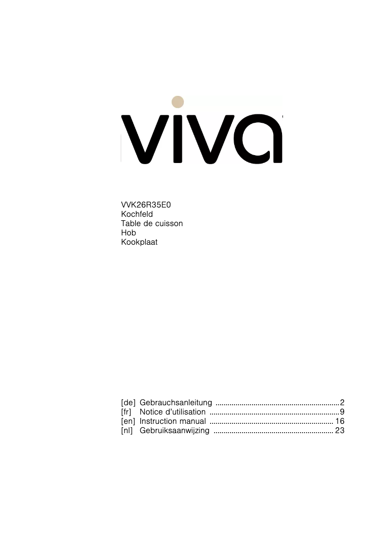 Image de la première page du manuel de l'appareil VVK26R35E0