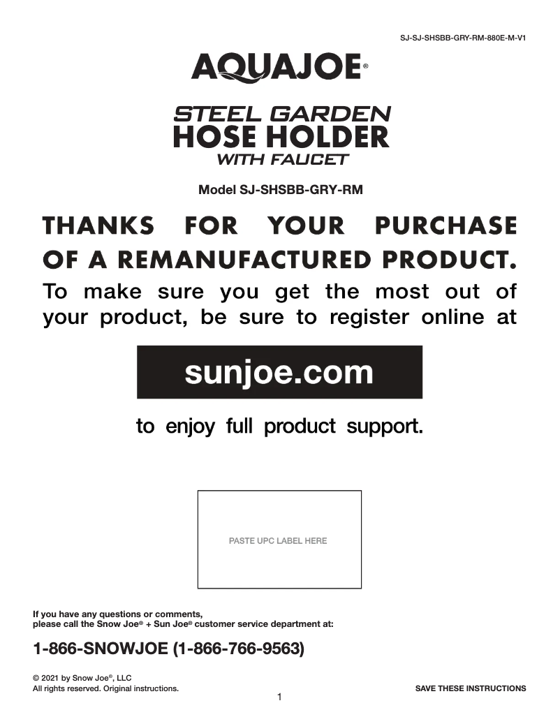 Página 1 del manual Manual de usuario Aqua Joe SJ-SHSBB-GRY-RM