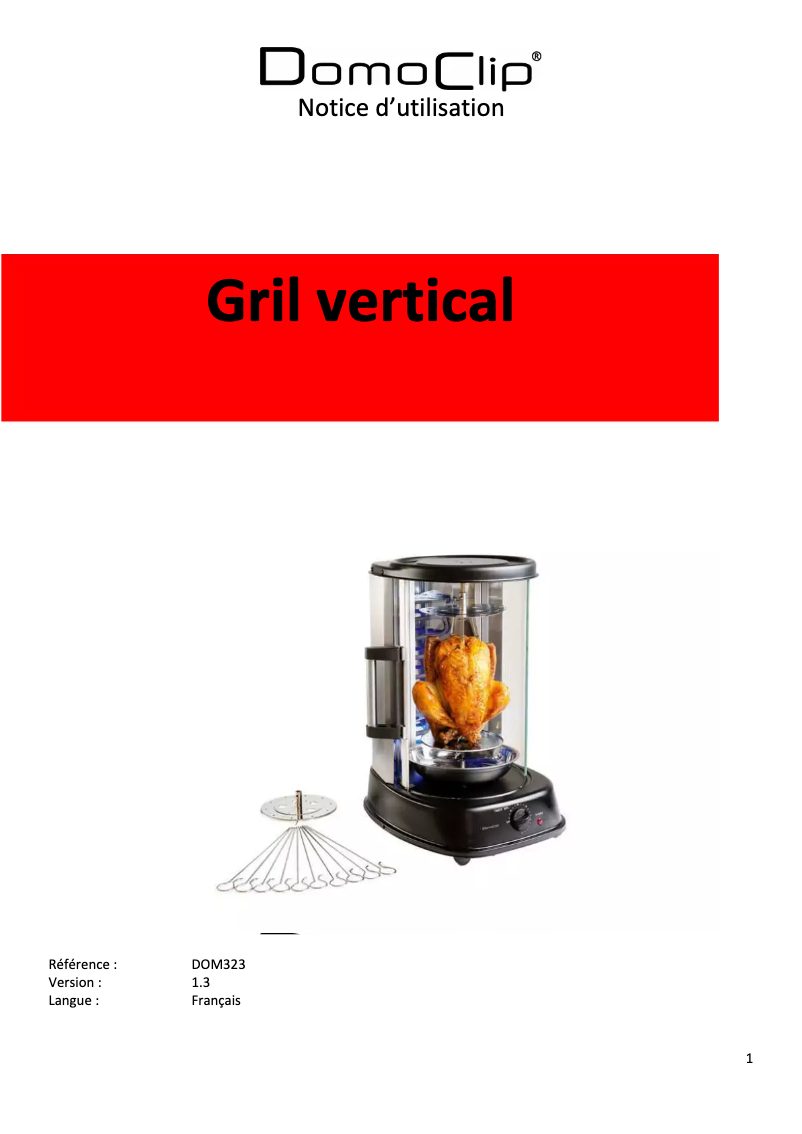Image de la première page du manuel de l'appareil DOM323