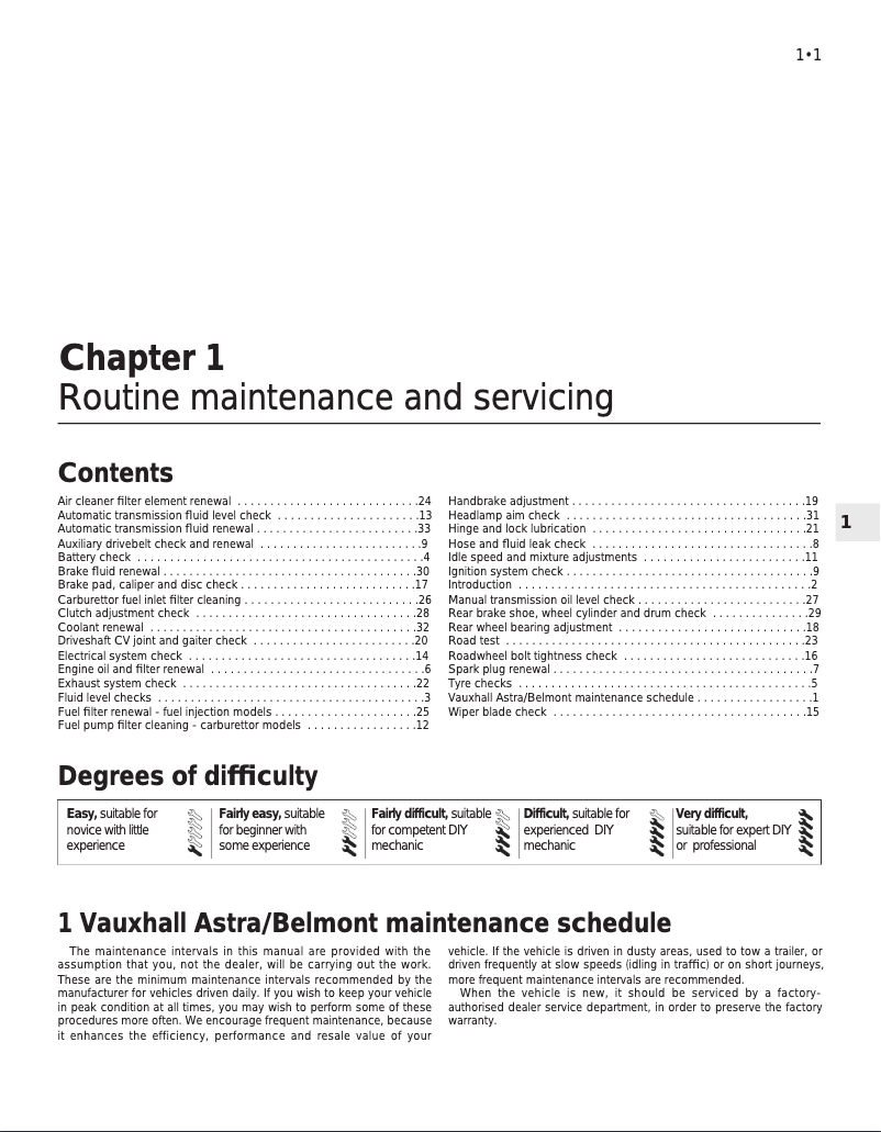 Page 1 de la notice Manuel utilisateur Opel Kadett (1987)