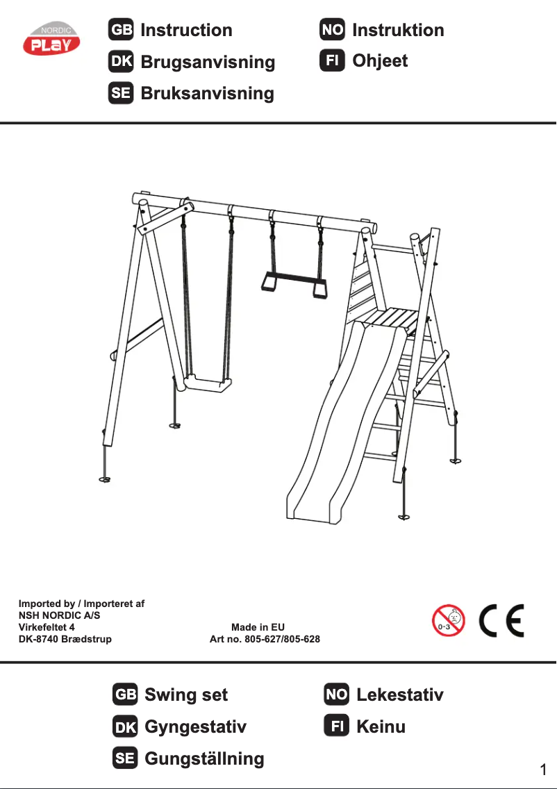 Page 1 de la notice Manuel utilisateur Nordic Play 805-628