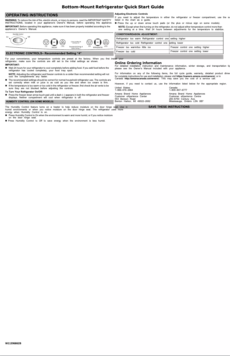 Page n°1 - Guide de démarrage rapide Amana ABB2224BRW