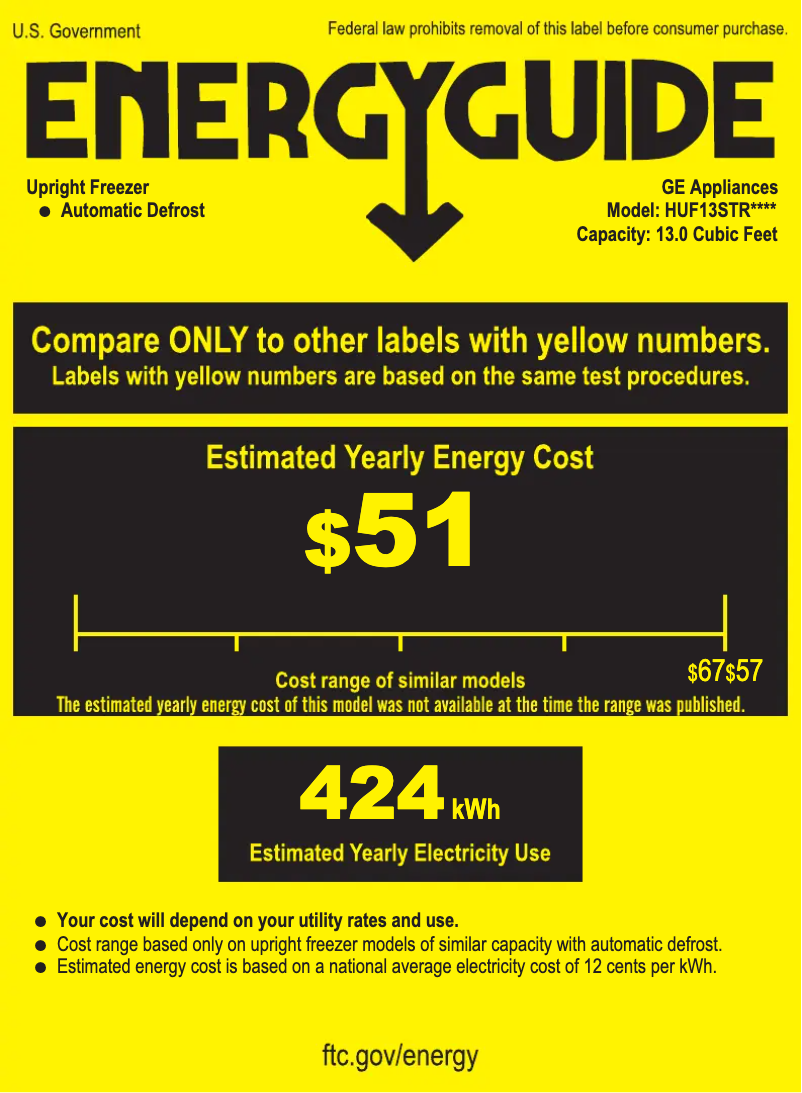 Page 1 de la notice Label énergétique Hotpoint HUF13STRWW