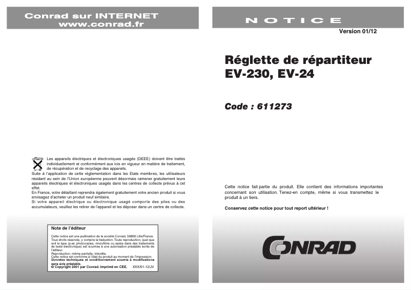 Image de la première page du manuel de l'appareil EV-230