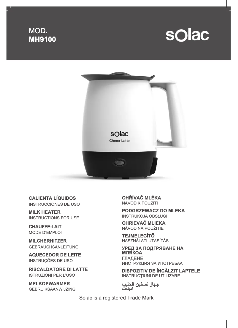 Page 1 de la notice Manuel utilisateur Solac Choco-Latte MH9100