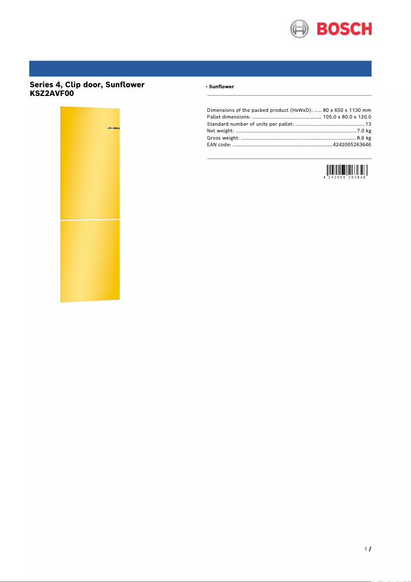 Page 1 de la notice Manuel utilisateur Bosch KSZ2AVF00